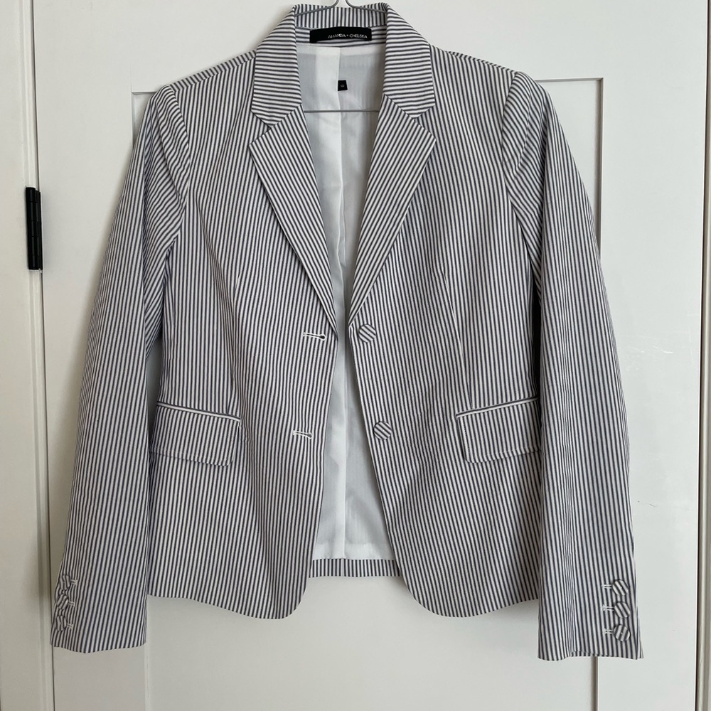 Amanda & Chelsea Blue and White Striped Blazer